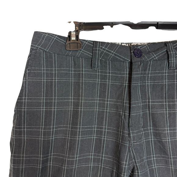 Quiksilver Shorts Men 38 Black Windowpane High-Rise Slash Pocket Classic Zip Fly - Picture 3 of 15